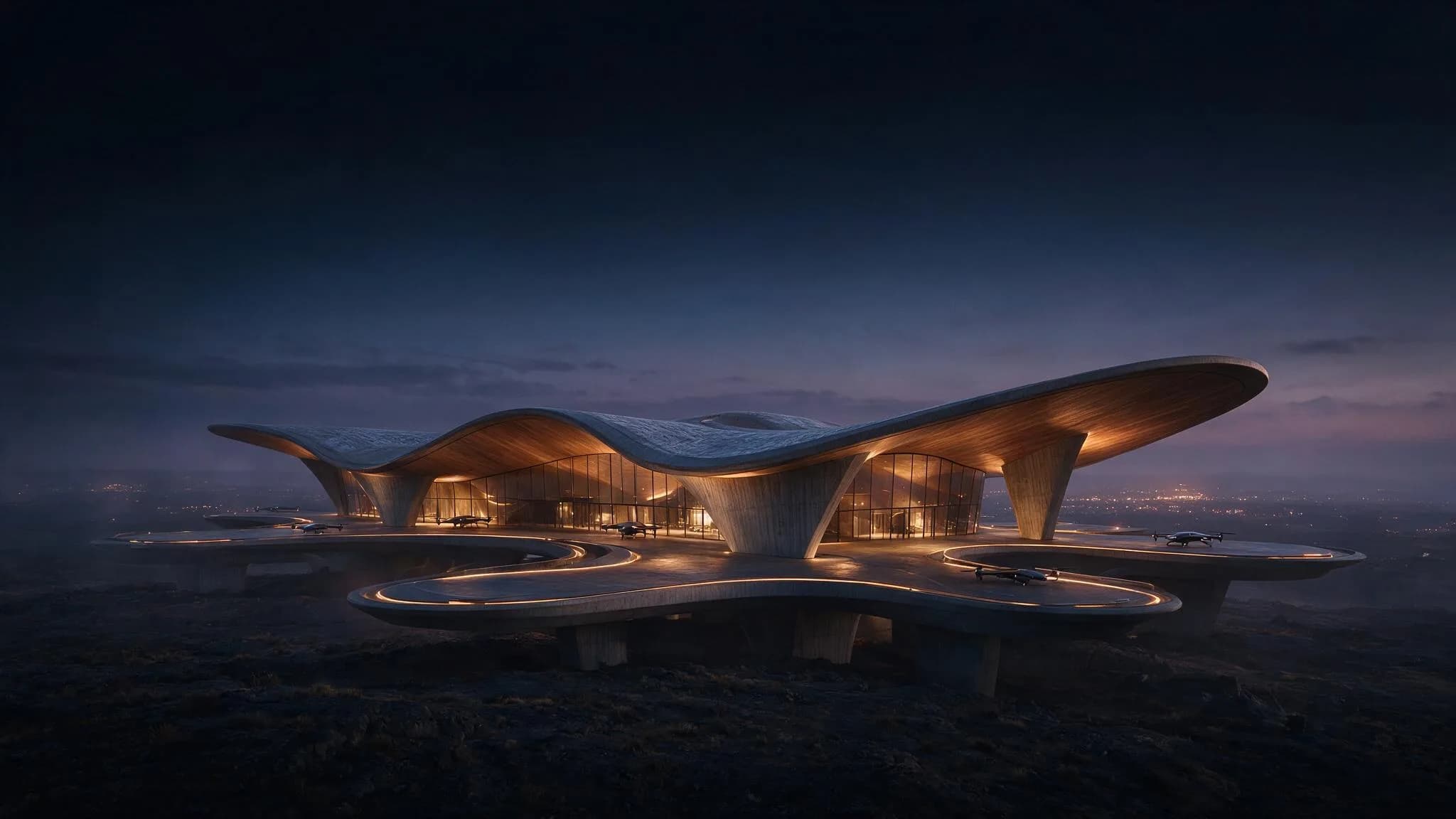 Skychaser Skydock — an integrated droneport at dusk